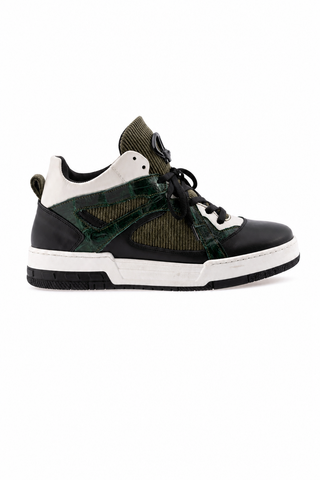 Dellamoda luxury image 04 · BLACK/ACRE/HUNTER GREEN/MONEY GREEN · 8452 Multi Material Sneaker · BLACK/ACRE/HUNTER GREEN/MONEY GREEN