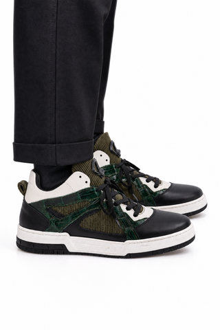 Dellamoda luxury image 06 · BLACK/ACRE/HUNTER GREEN/MONEY GREEN · 8452 Multi Material Sneaker · BLACK/ACRE/HUNTER GREEN/MONEY GREEN