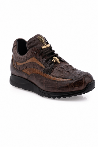 Dellamoda luxury image 02 · SPORT RUST/BRANDY · 8453 Crocodile & Ostrich Sneaker · SPORT RUST/BRANDY