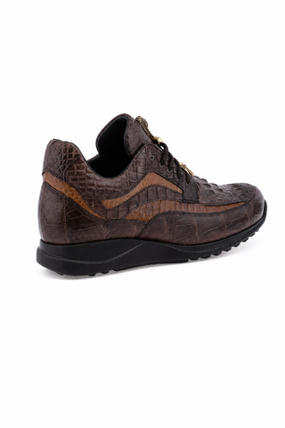 Dellamoda luxury image 03 · SPORT RUST/BRANDY · 8453 Crocodile & Ostrich Sneaker · SPORT RUST/BRANDY