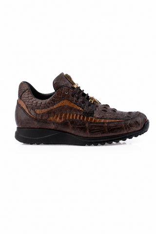 Dellamoda luxury image 04 · SPORT RUST/BRANDY · 8453 Crocodile & Ostrich Sneaker · SPORT RUST/BRANDY