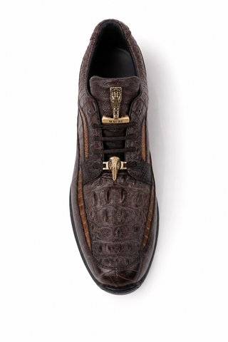 Dellamoda luxury image 05 · SPORT RUST/BRANDY · 8453 Crocodile & Ostrich Sneaker · SPORT RUST/BRANDY