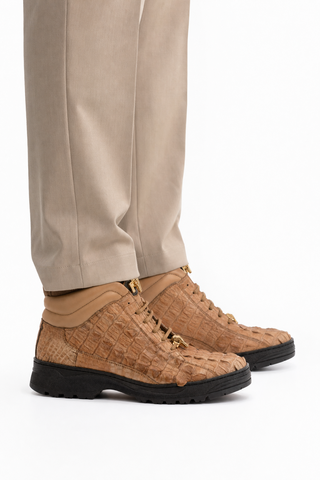 9089/2 Crocodile & Leather Boot-Dellamoda