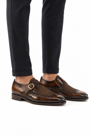 Dellamoda luxury image 06 · Ambrogio Arezzo Herringbone Monk Strap