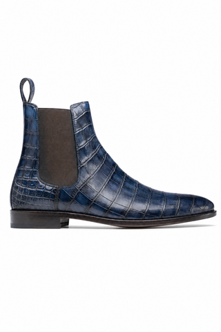 Dellamoda luxury image 01 · Ambrogio Bellagio Blue Crocodile Chelsea Boot
