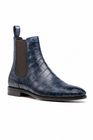 Dellamoda luxury image 02 · Ambrogio Bellagio Blue Crocodile Chelsea Boot