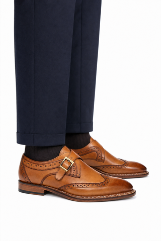 Riccardo Leather Single Monk-strap-Dellamoda