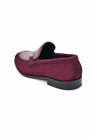 6376S Lizard & Suede Loafer - Burgundy & Taupe-Dellamoda