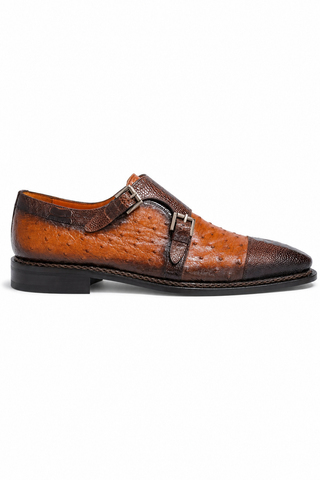 Dellamoda luxury image 01 · BROWN/BRANDY · Mezlan SX4957-SP Ostrich / Lizard Double Monk-Strap · BROWN/BRANDY