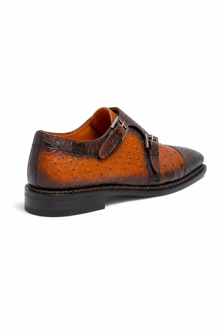 Dellamoda luxury image 03 · BROWN/BRANDY · Mezlan SX4957-SP Ostrich / Lizard Double Monk-Strap · BROWN/BRANDY