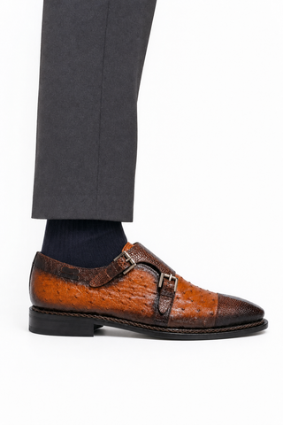Dellamoda luxury image 06 · BROWN/BRANDY · Mezlan SX4957-SP Ostrich / Lizard Double Monk-Strap · BROWN/BRANDY