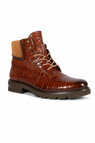 Dellamoda luxury image 02 · Mezlan RX4855F Crocodile / Suede Rugged Boots (MZ3552)