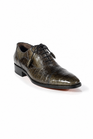 Dellamoda luxury image 02 · GRAY · Mezlan 13993-F Dublin Crocodile Cap-Toe Oxford · GRAY