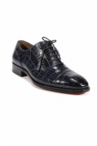 Dellamoda luxury image 02 · BLUE · Mezlan 13993-F Dublin Crocodile Cap-Toe Oxford · BLUE
