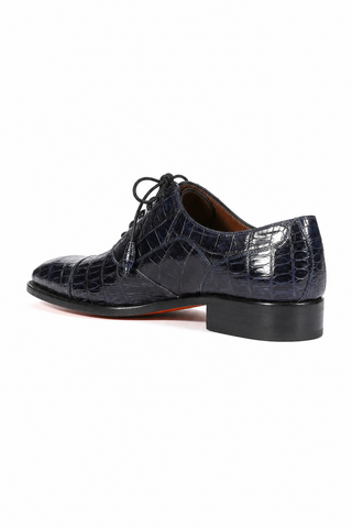 Dellamoda luxury image 03 · BLUE · Mezlan 13993-F Dublin Crocodile Cap-Toe Oxford · BLUE