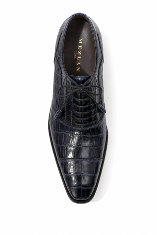 Dellamoda luxury image 05 · BLUE · Mezlan 13993-F Dublin Crocodile Cap-Toe Oxford · BLUE