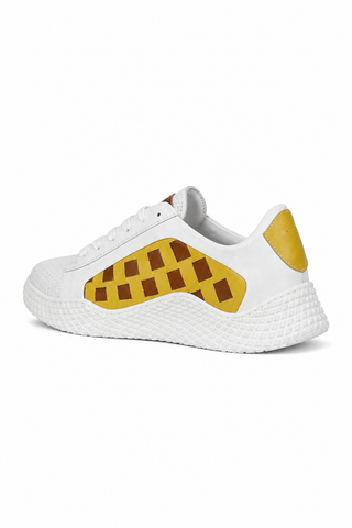 Dellamoda luxury image 04 · WHITE/YELLOW/WHISKEY · Mezlan 20605 Leather Casual Sneakers (MZ3633) · WHITE/YELLOW/WHISKEY