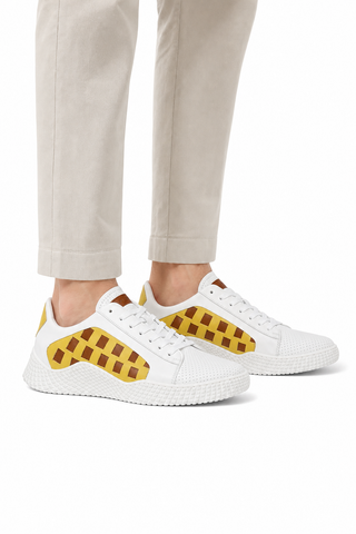 Dellamoda luxury image 06 · WHITE/YELLOW/WHISKEY · Mezlan 20605 Leather Casual Sneakers (MZ3633) · WHITE/YELLOW/WHISKEY