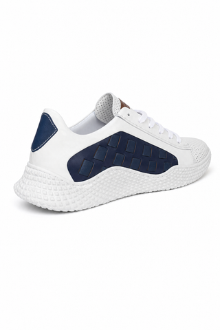 Dellamoda luxury image 03 · WHITE/NAVY/ELECTRIC BLUE · Mezlan 20605 Leather Casual Sneakers (MZ3633) · WHITE/NAVY/ELECTRIC BLUE