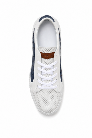 Dellamoda luxury image 05 · WHITE/NAVY/ELECTRIC BLUE · Mezlan 20605 Leather Casual Sneakers (MZ3633) · WHITE/NAVY/ELECTRIC BLUE