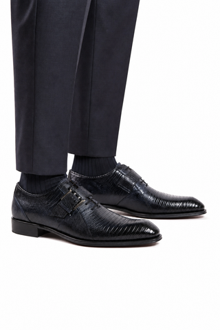Dellamoda luxury image 06 · BLUE · Mezlan 50173-L Lizard Oxford (MZ3923) · BLUE