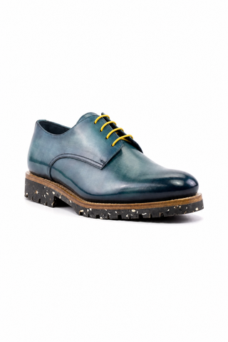 Dellamoda luxury image 02 · BLUE · Ambrogio Bergamo Patina Leather Derby · BLUE