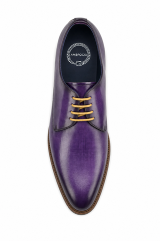 Dellamoda luxury image 05 · PURPLE · Ambrogio Bergamo Patina Leather Derby · PURPLE
