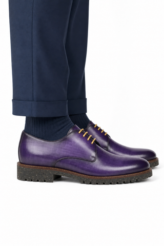 Dellamoda luxury image 06 · PURPLE · Ambrogio Bergamo Patina Leather Derby · PURPLE
