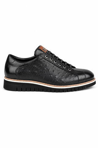 Dellamoda luxury image 01 · Corrente 4005 Ostrich Skin Sneaker - Black