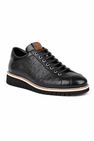 Dellamoda luxury image 02 · Corrente 4005 Ostrich Skin Sneaker - Black