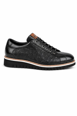 Dellamoda luxury image 03 · Corrente 4005 Ostrich Skin Sneaker - Black