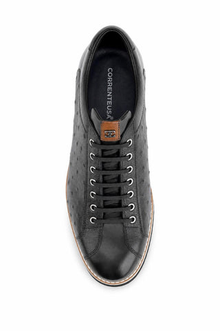 Dellamoda luxury image 05 · Corrente 4005 Ostrich Skin Sneaker - Black