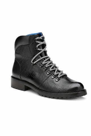 Dellamoda luxury image 02 · BLACK · Belvedere Como Ostrich & Leather Boot · BLACK