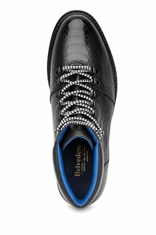 Dellamoda luxury image 05 · BLACK · Belvedere Como Ostrich & Leather Boot · BLACK