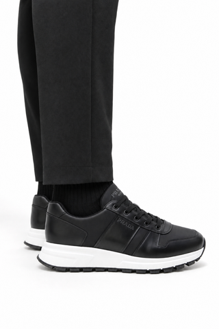 Dellamoda luxury image 06 · Prada 4E3463-3KYU Black Fabric / Leather Casual Sneakers (PRM1018)