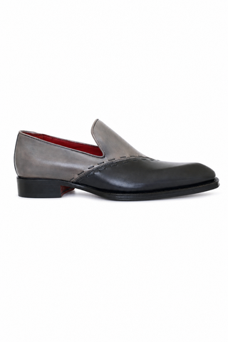 Dellamoda luxury image 01 · LIGHT/DARK GRAY · Emilio Franco Vittorio Leather Slip-On Loafer · LIGHT/DARK GRAY
