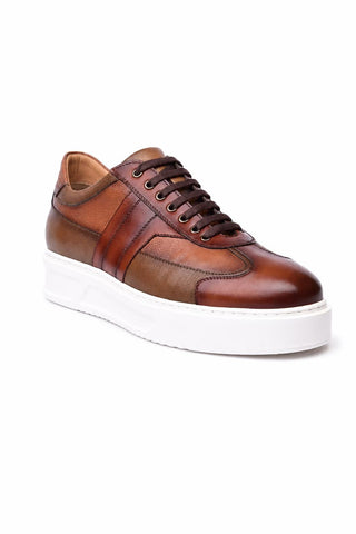Dellamoda luxury image 02 · Corrente 5769 Leather Sneaker - Tan