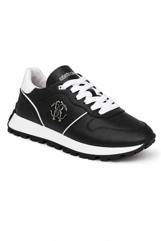Dellamoda luxury image 02 · Roberto Cavalli 22541-A Black Leather Casual Sneakers (RC1003)
