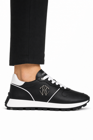 Dellamoda luxury image 06 · Roberto Cavalli 22541-A Black Leather Casual Sneakers (RC1003)