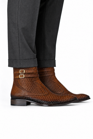 Dellamoda luxury image 06 · Jo Ghost 4996 Brown Multi Texture Embossed Leather Boots (JG5364)
