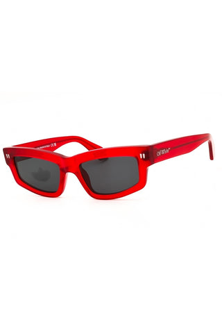 Dellamoda Off White MIRAMAR cat eye sunglasses in translucent red acetate with dark grey lenses