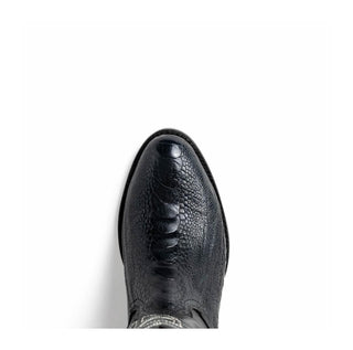 Marco Di Milano Denver Men's Shoes Black Exotic Ostrich Skin Cowboy Boot (MDM1215)