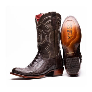 Marco Di Milano Denver Men's Shoes Brown Exotic Ostrich Skin Cowboy Boot (MDM1216)