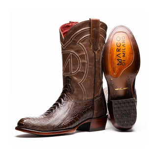 Marco Di Milano Denver Men's Shoes Clear Brown Exotic Ostrich Skin Cowboy Boot (MDM1218)