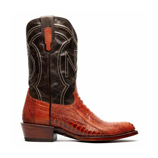 Marco Di Milano Denver Men's Shoes Rustic Cognac Exotic Ostrich Skin Cowboy Boot (MDM1219)