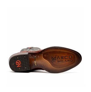 Marco Di Milano Denver Men's Shoes Rustic Cognac Exotic Ostrich Skin Cowboy Boot (MDM1219)