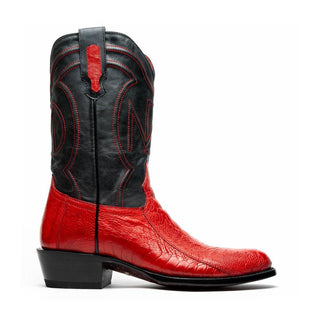 Marco Di Milano Denver Men's Shoes Red Exotic Ostrich Skin Cowboy Boot (MDM1216)