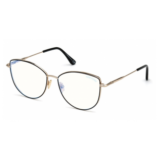 Tom Ford FT5667-B Eyeglasses Shiny Black / Clear/Blue-light block lens