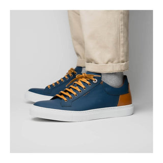 Zelli Italia Diaz Men's Shoes Navy Rubberized Calf-Skin Leather Sneaker (ZEL1062)