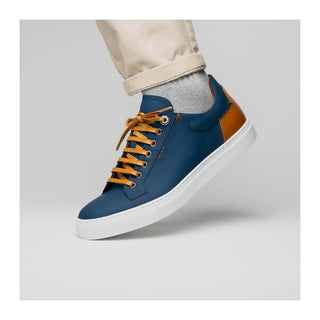 Zelli Italia Diaz Men's Shoes Navy Rubberized Calf-Skin Leather Sneaker (ZEL1062)